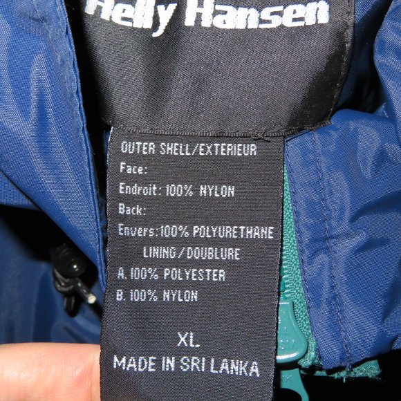 90s/2000s Helly Hansen Helly-Tech Packable Rain Jacket Green Blue XL - Picture 4 of 10